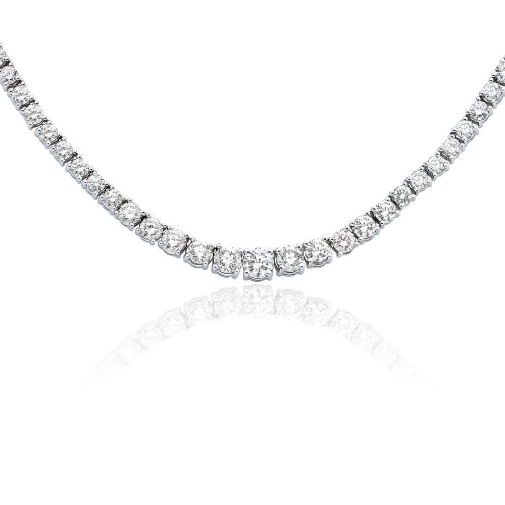10 Ct. Graduated Diamond Tennis Necklace In 14k White Gold Dazzleshare