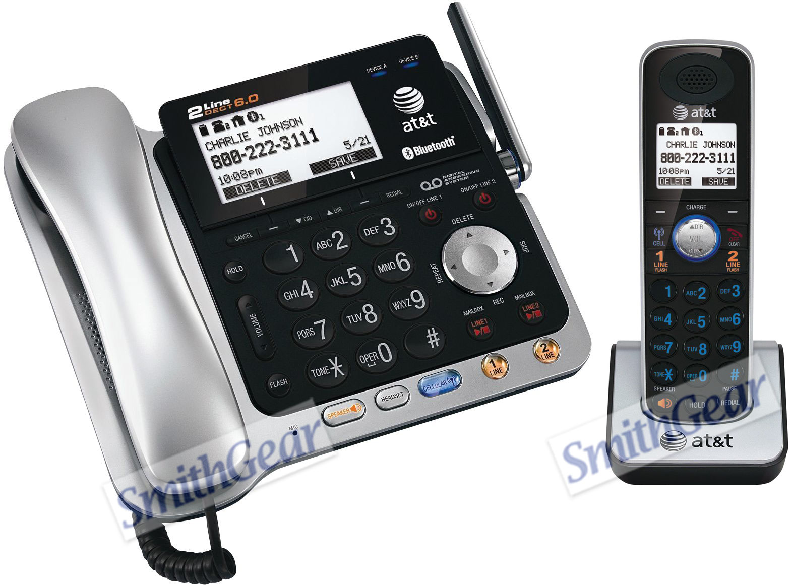 ATTTL86109 2Line Cordless Phone/Wireless Headset
