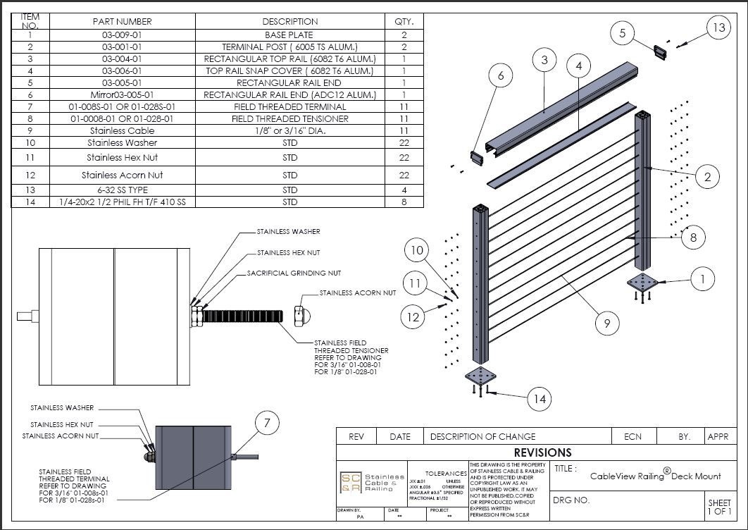 Aluminum Cable Deck Railing Minimalis