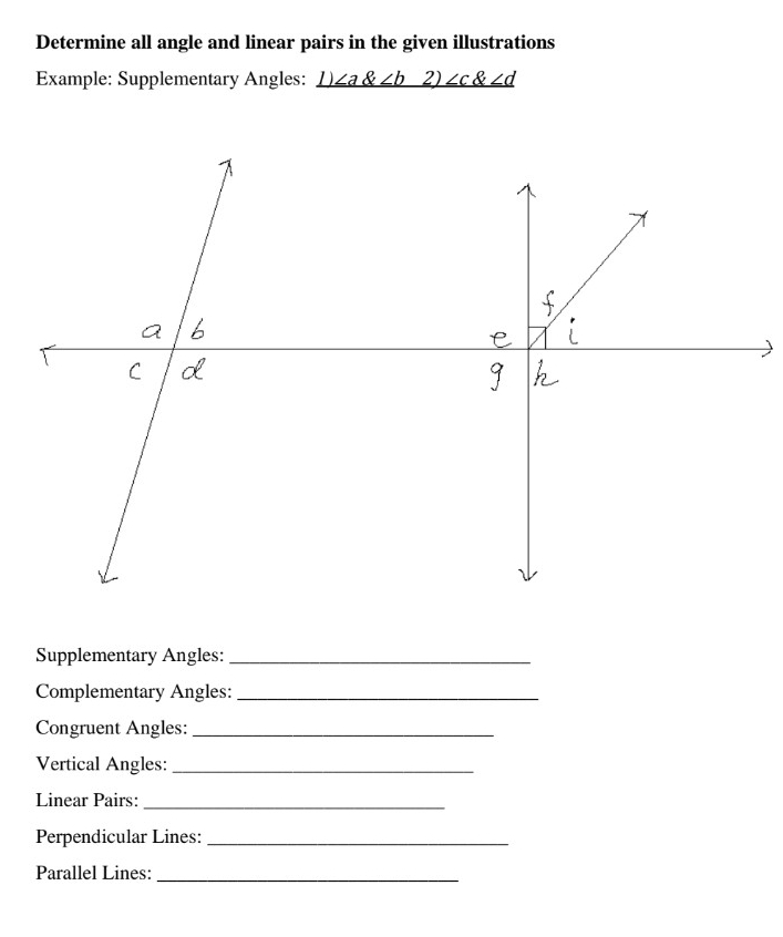 Solved: Determine all angle and linear pairs in the given il[geometry