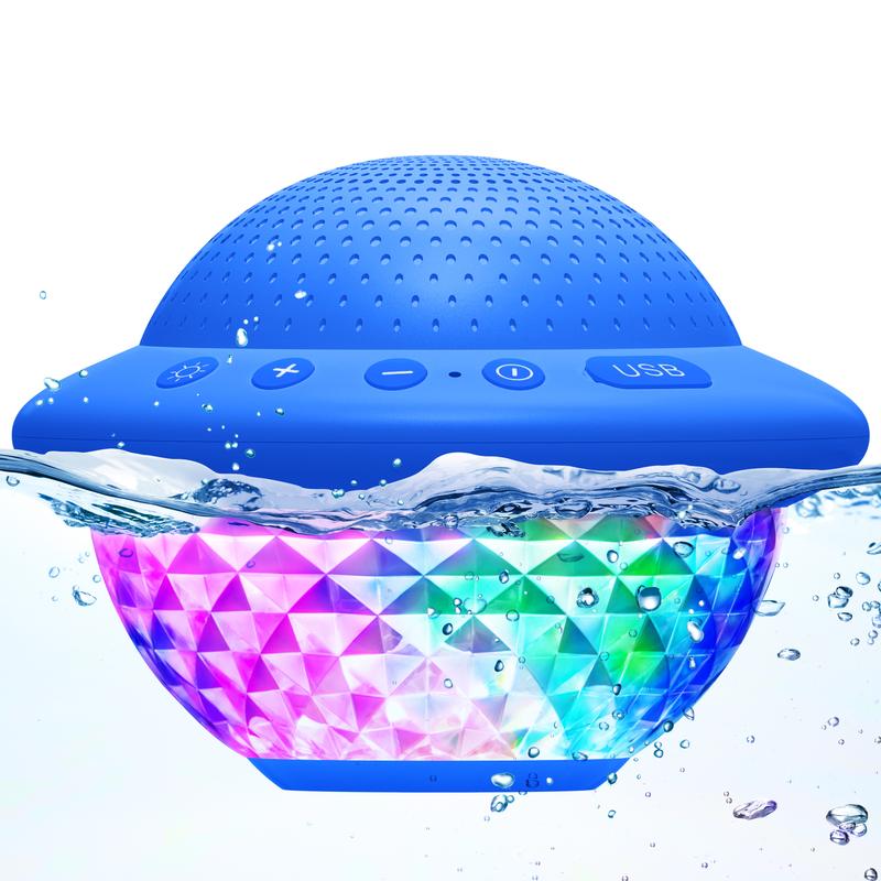 Floating Pool Speaker, Colourful LED Lights, IPX7 Waterproof, 10W