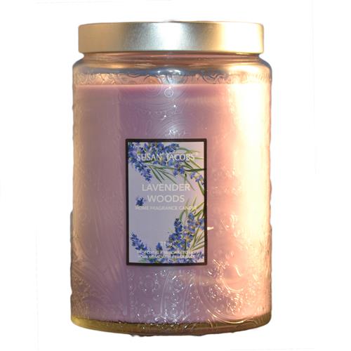 Wholesale 21oz TEXTURED GLASS CANDLELAVENDER WOODS GLW