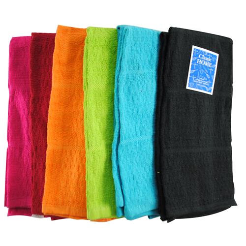 Wholesale Bright Kitchen Towel 6 ass't Solid Colors 15x25" GLW