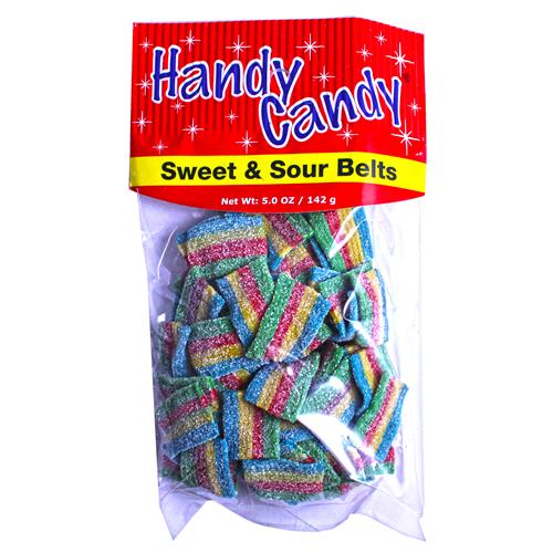 Wholesale HANDY CANDY SWEET & SOUR BELTS 24 PER CASE 5.OZ BAG GLW