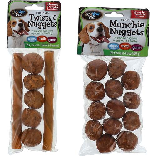 Wholesale z4.5oz PORKHIDE DOG TREATS TWISTS & NUGGETS GLW