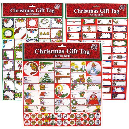 Wholesale Christmas Peel N' Stick Gift Tags 80+ Pieces 3 Ass GLW