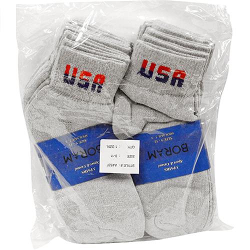 Wholesale 1 Dozen USA Ankle Socks Grey 911 GLW
