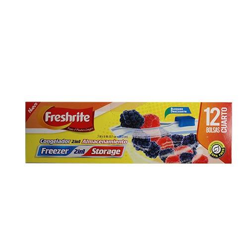 Wholesale 12ct QT SLIDER FREEZER BAG GLW