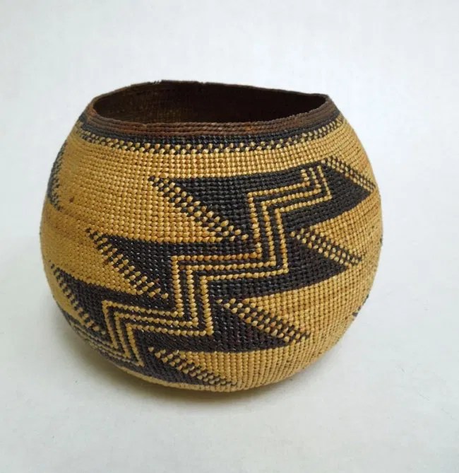 Native American Hupa Basket Hat with geometric design Lot 29