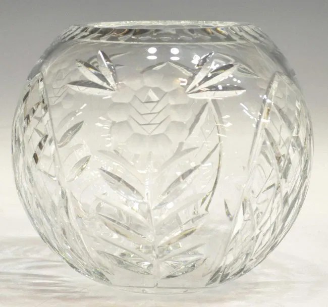 729 (3) LARGE CUT CRYSTAL ROSE BOWL & ORREFORS VASE Lot 729