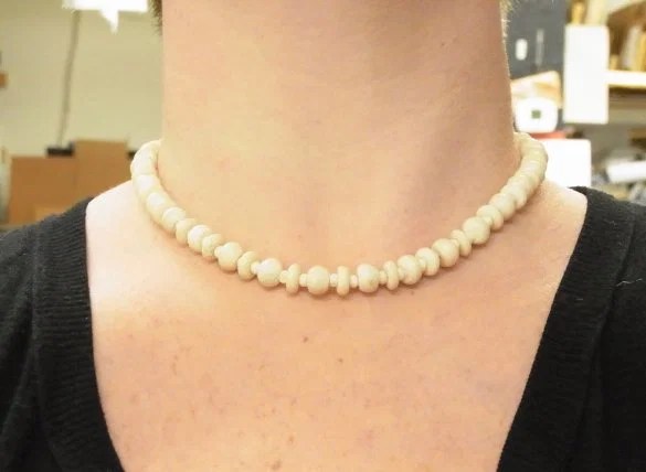3 Antique Carved Ivory Bead Necklaces Polished Puzzle B Lot 82