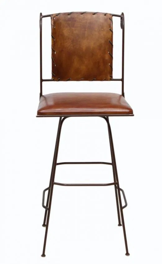 126 (3) LEATHER & WROUGHT IRON BAR STOOLS Lot 126