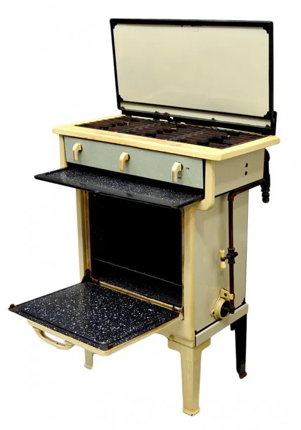 80 SMALL ART DECO ENAMEL GAS STOVE & OVEN Lot 80
