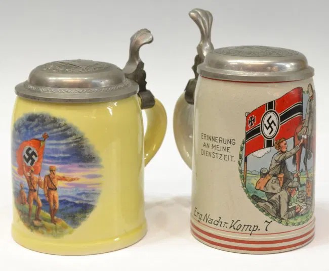 7 (2) GERMAN THIRD REICH MILITARY BEER STEINS, NAZI Lot 7