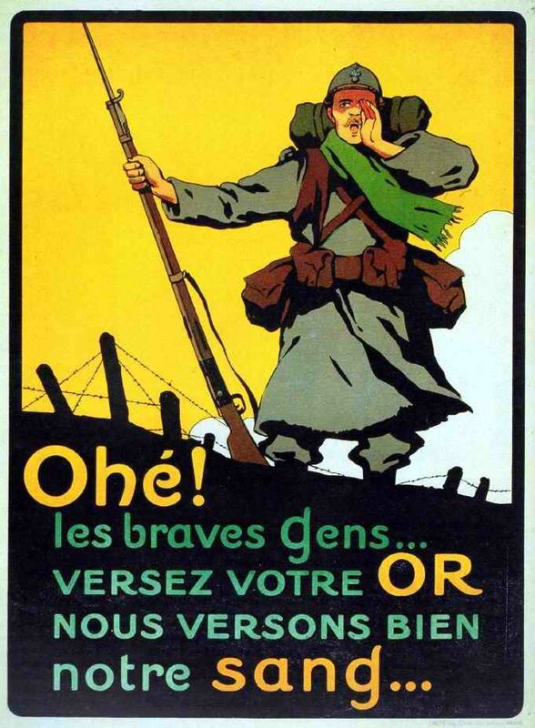 Pour la France versez votre or. L'or combat pour la victoire. Grande