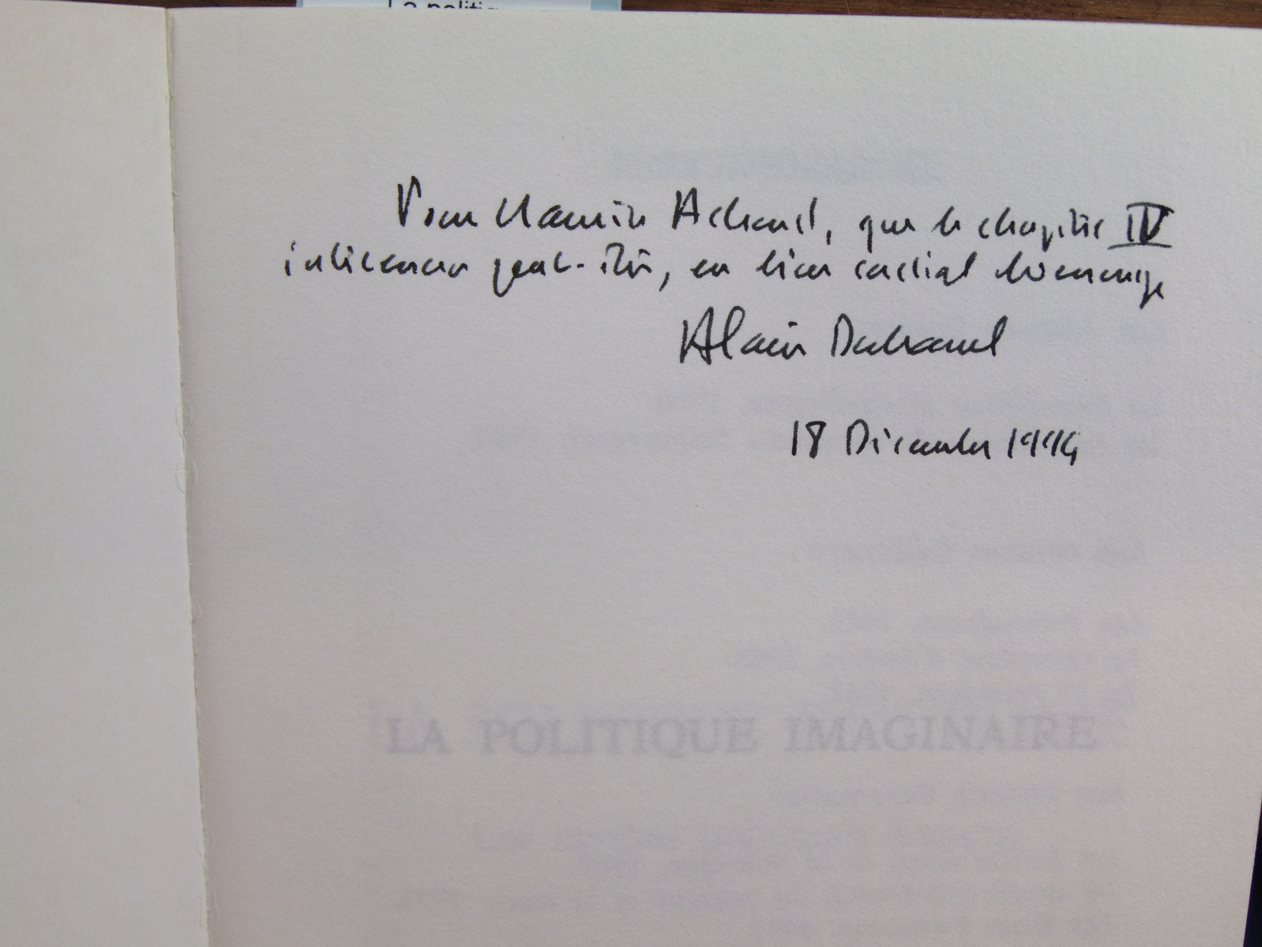 Duhamel Alain La politique imaginaire (envoi d'alain Duhamel)... D009 Livre ancien,Beaux
