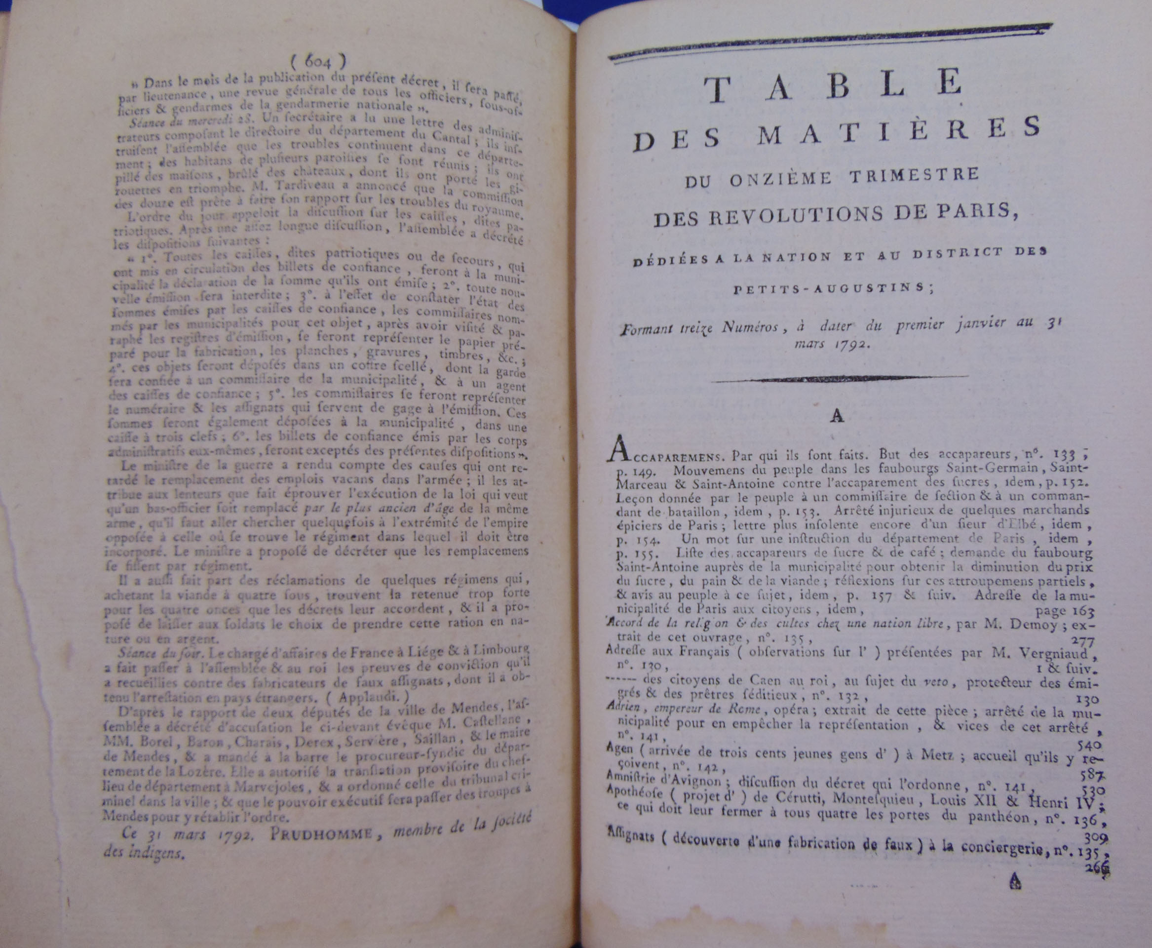 Prudhomme révolutions de paris. 1792 11eme tri. 13 N° du 1er janv. au