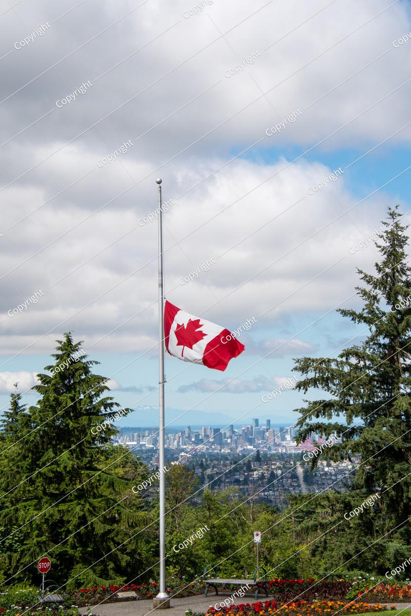 Canadian Flag Flying At Halfmast.