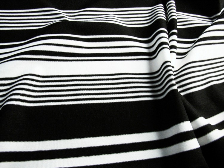 Highend Super Quality 4 way stretch Black White Striped Spandex Knit
