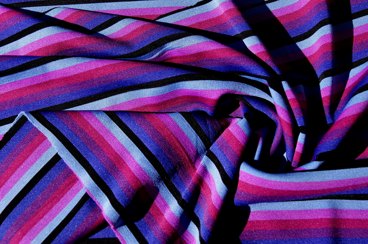 Spandex Stretch Designer Purple Striped Knit Fabric