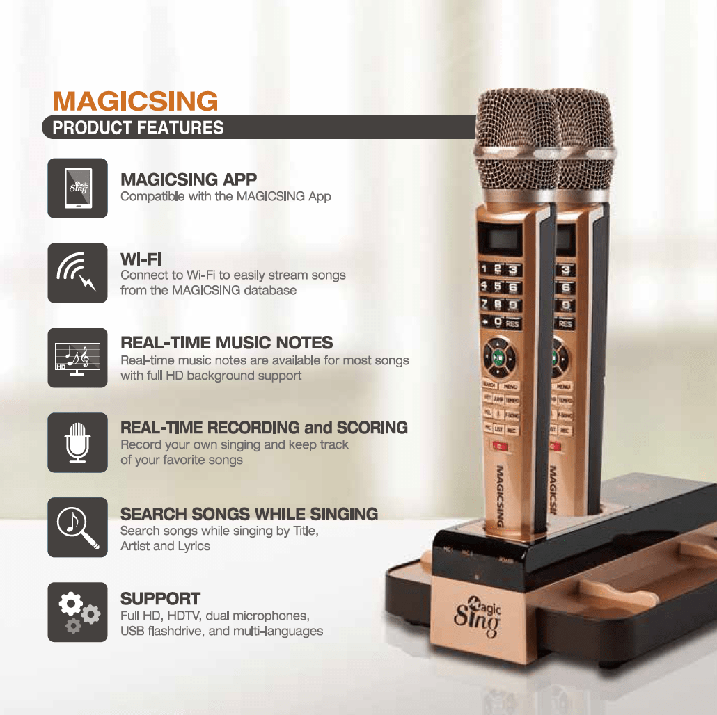 MagicSing E5 Wifi Streaming Karaoke Dual Wireless Microphone System