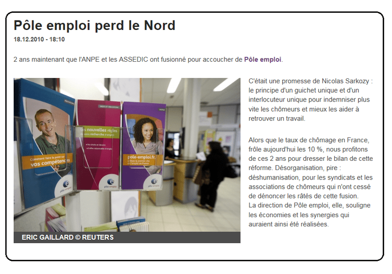 "Pole emploi perd le Nord" Marchés de l'emploi ouvert/caché comment