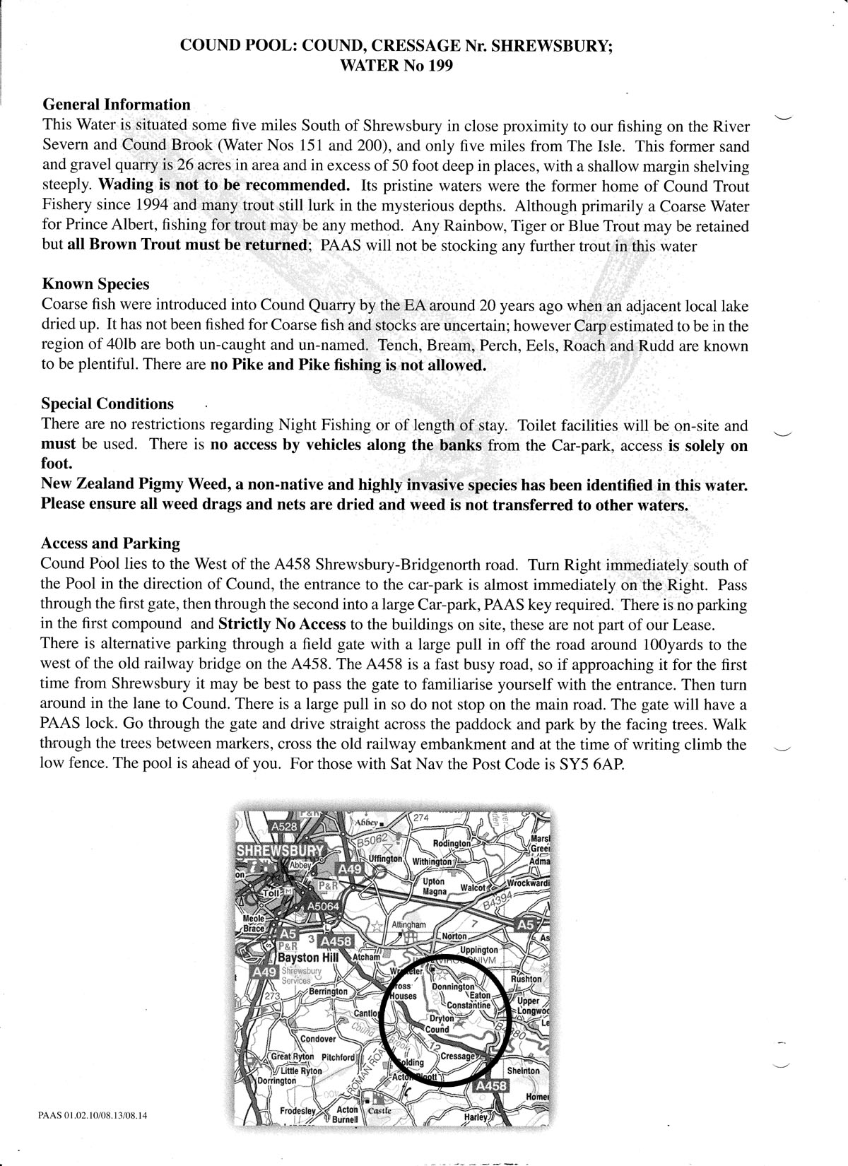 Waters Guide Included in Membership Prince Albert Angling Society