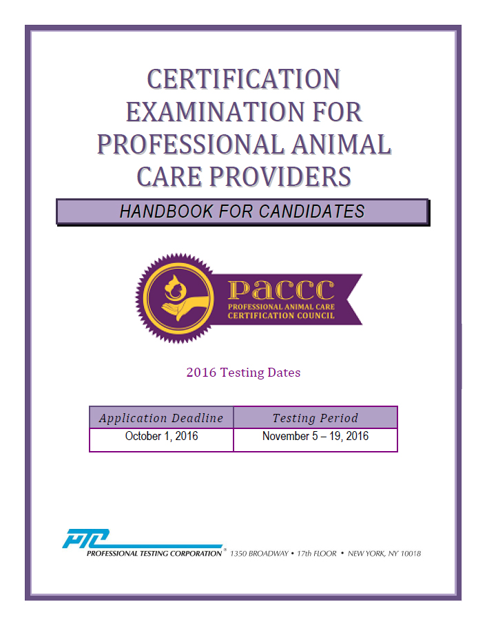 CPACP Handbook PACCC Professional Animal Care Certification Council