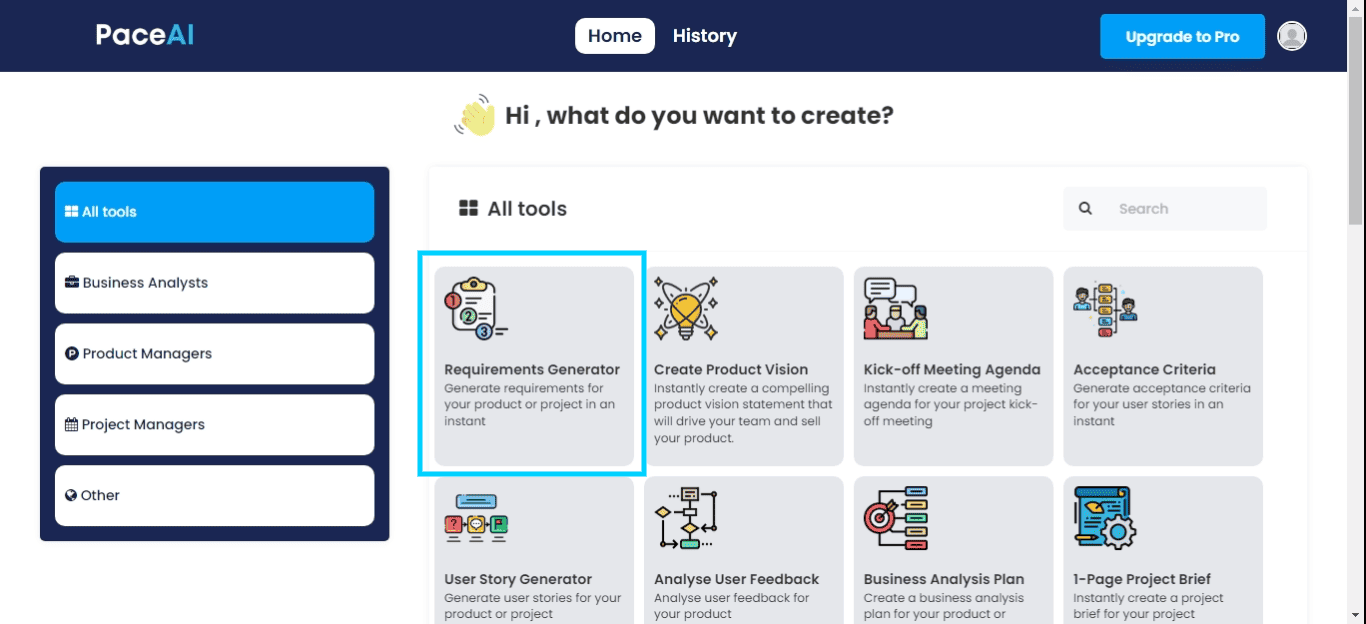 Requirements Generator PaceAI