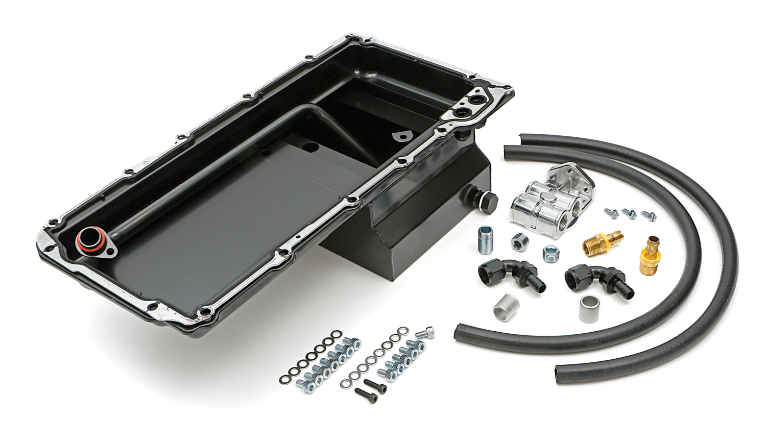 LS Swap Oil Pan/Filter Relocation Kit; Single Filter; Horizontal Port