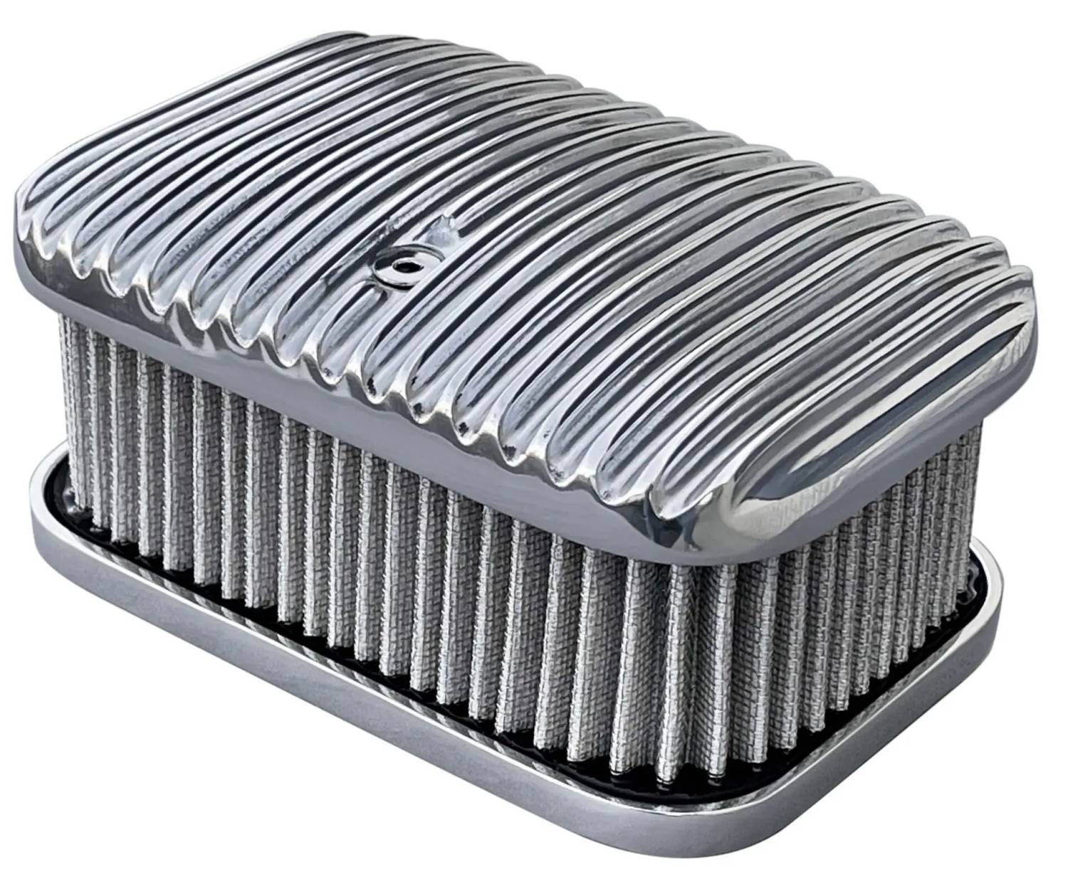 FTH42401 FiTech 3x2 D Shaped Air Filter Assembly Polished, Finned