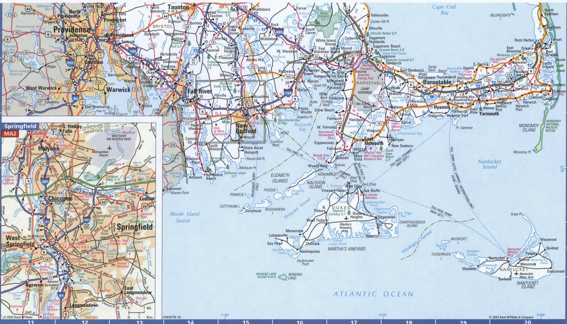 Map of Massachusetts Eastern, Free highway road map MA with cities