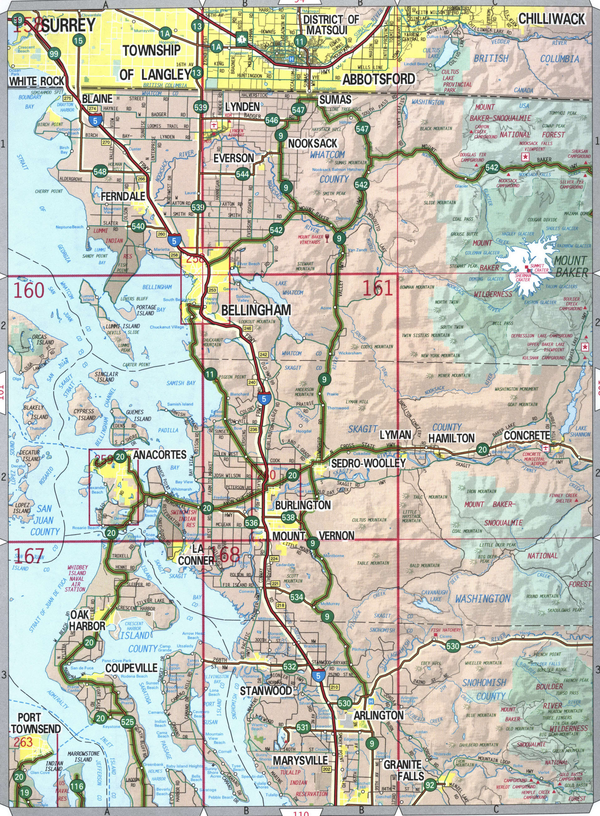 Bellingham WA suburbs map. Roads map surrounding area Bellingham WA