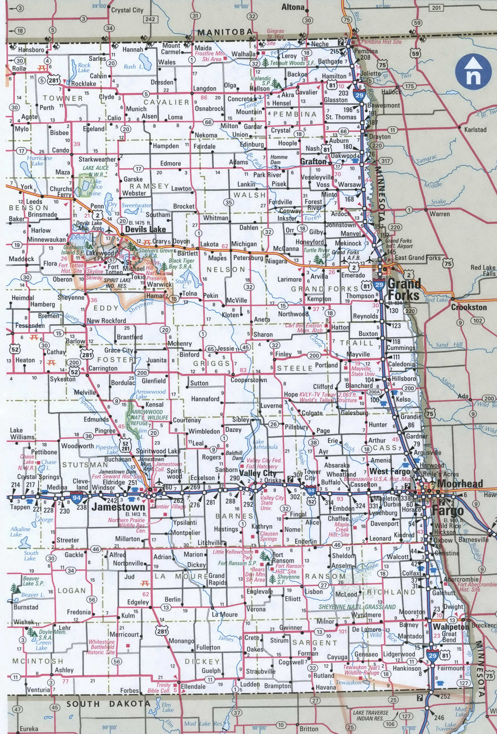 North Dakota Road Map Map Of North Dakota,Free Highway Road Map Nd With Cities Towns Counties
