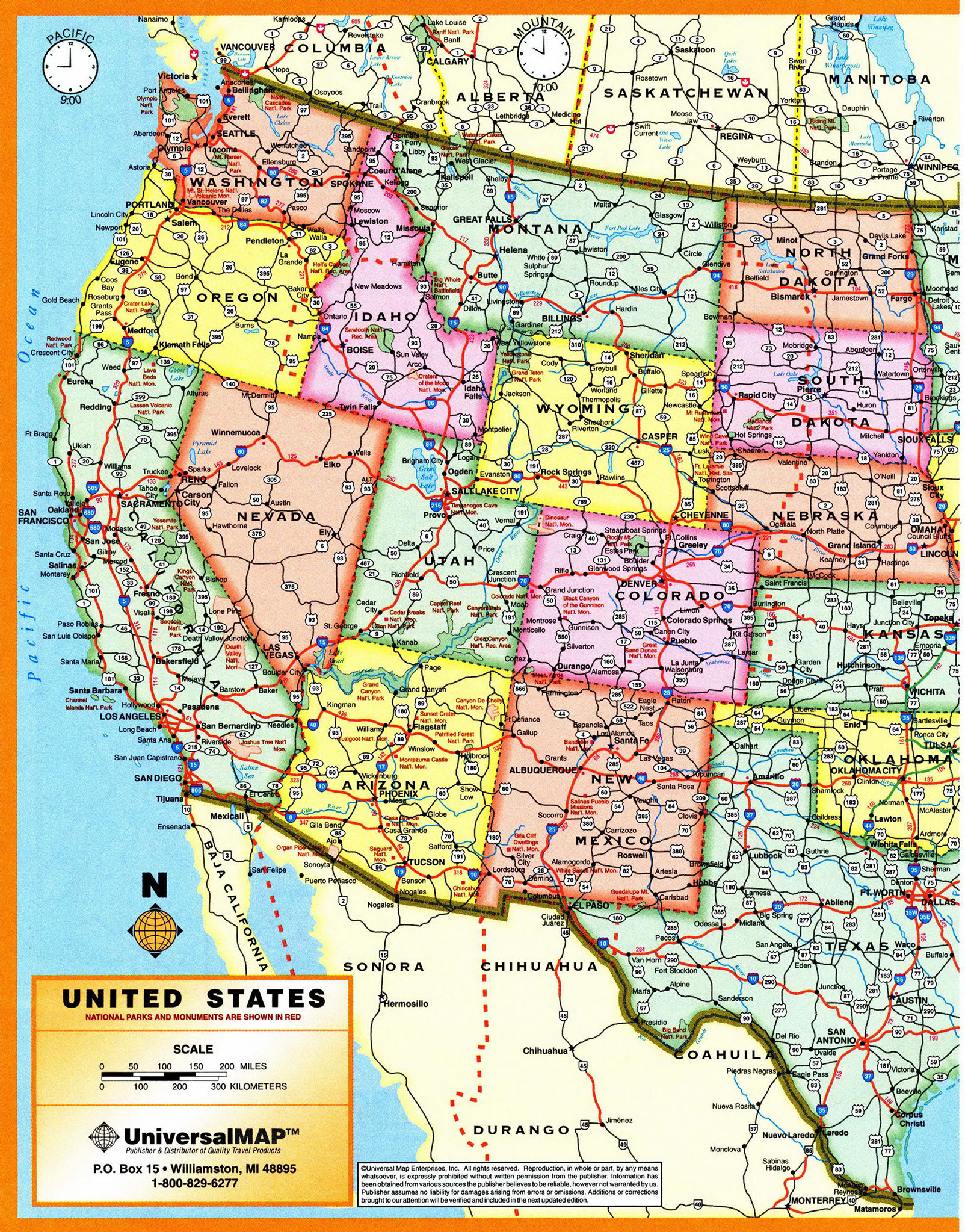 Time Zone US. Map of USA with Time Zone