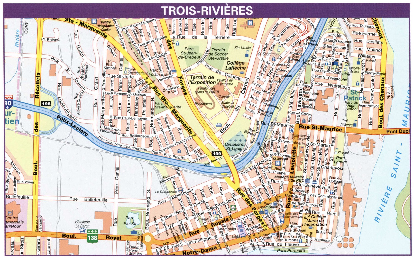 Map TroisRivieres, Quebec Canada. TroisRivieres city map with