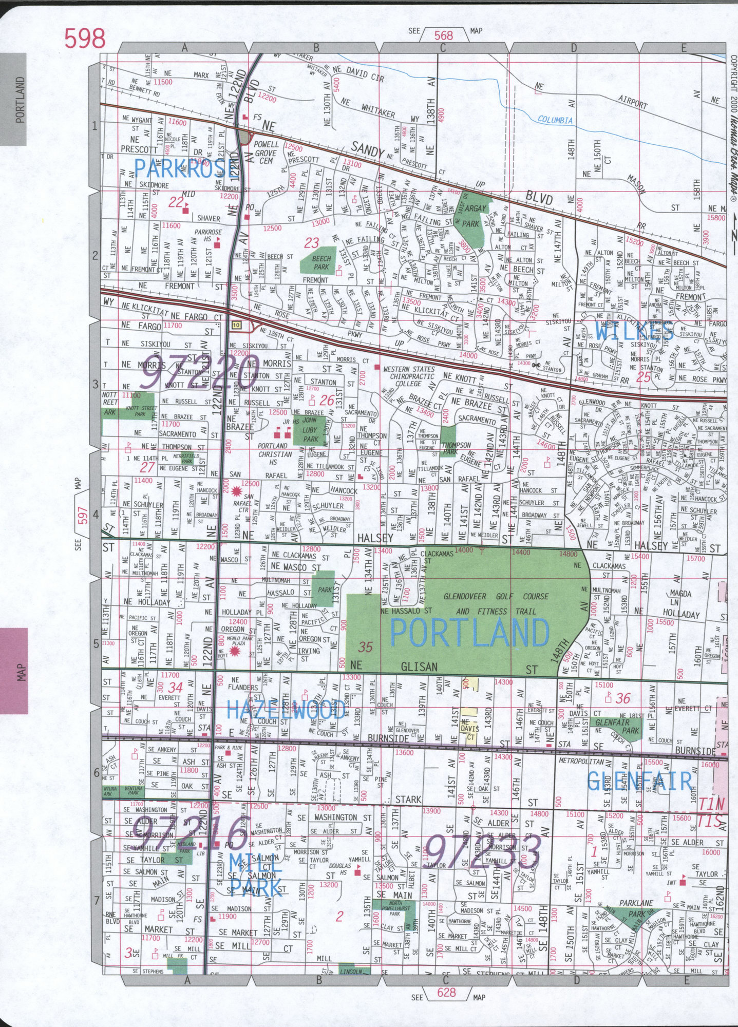 Map of Portland Northeast, Oregon,detailed map with highways streets