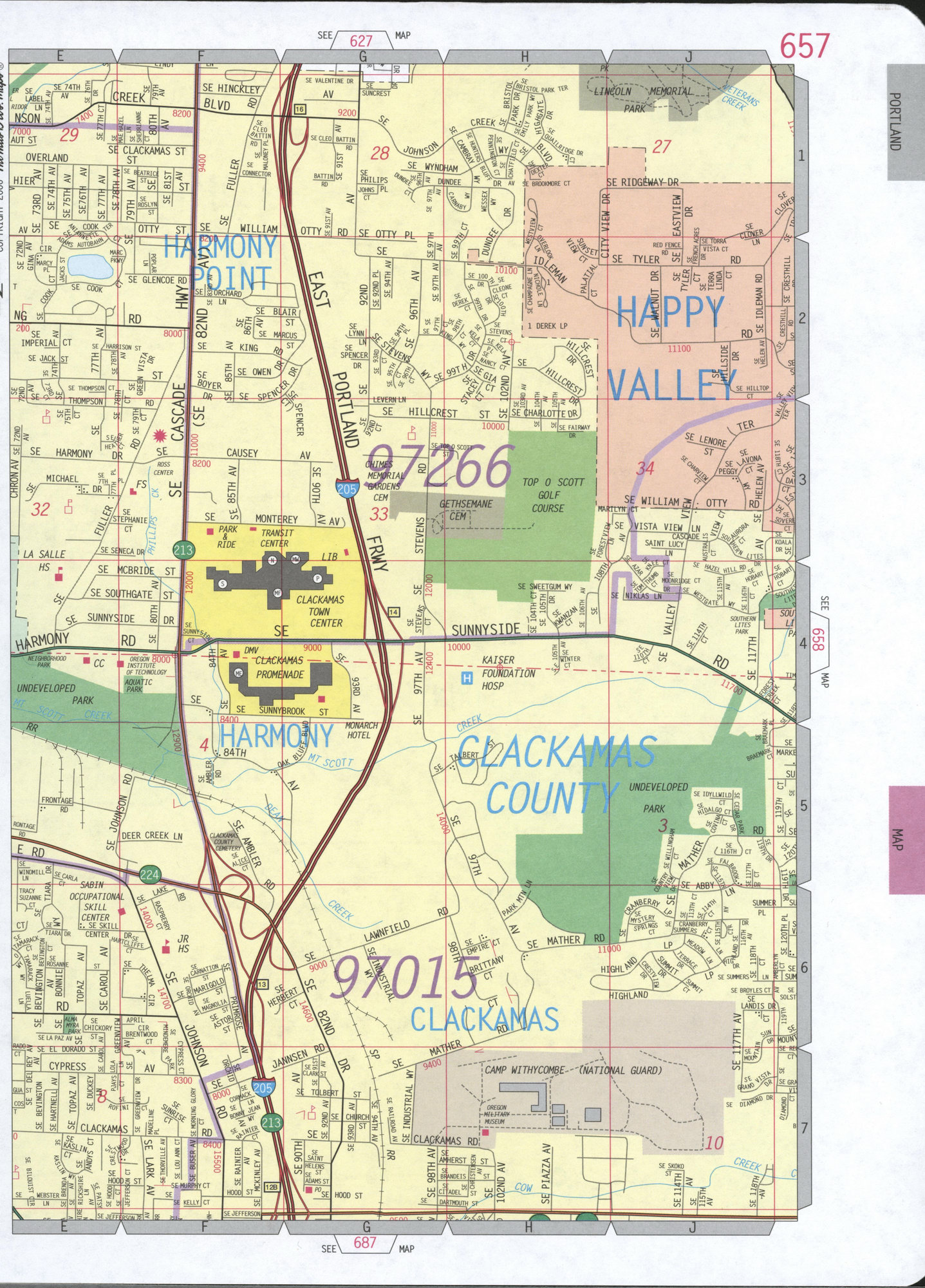 Map of Happy Valley city, Oregon,detailed map with highways streets