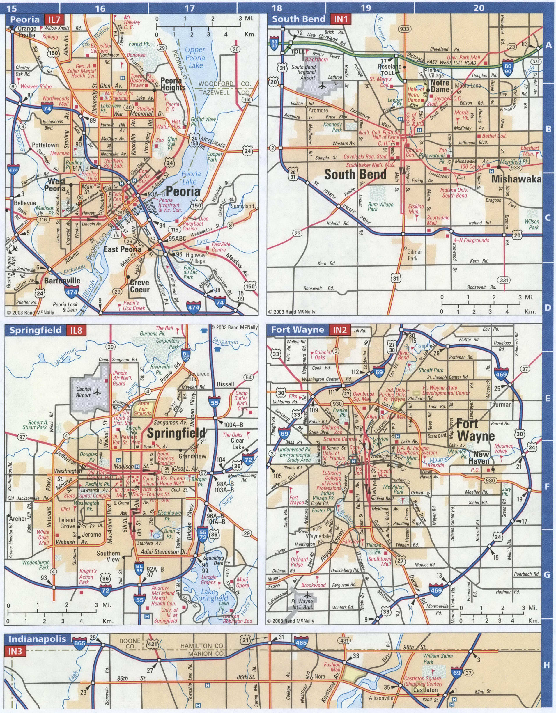 Map of Illinois cities, detailed map with highways streets shopping centers