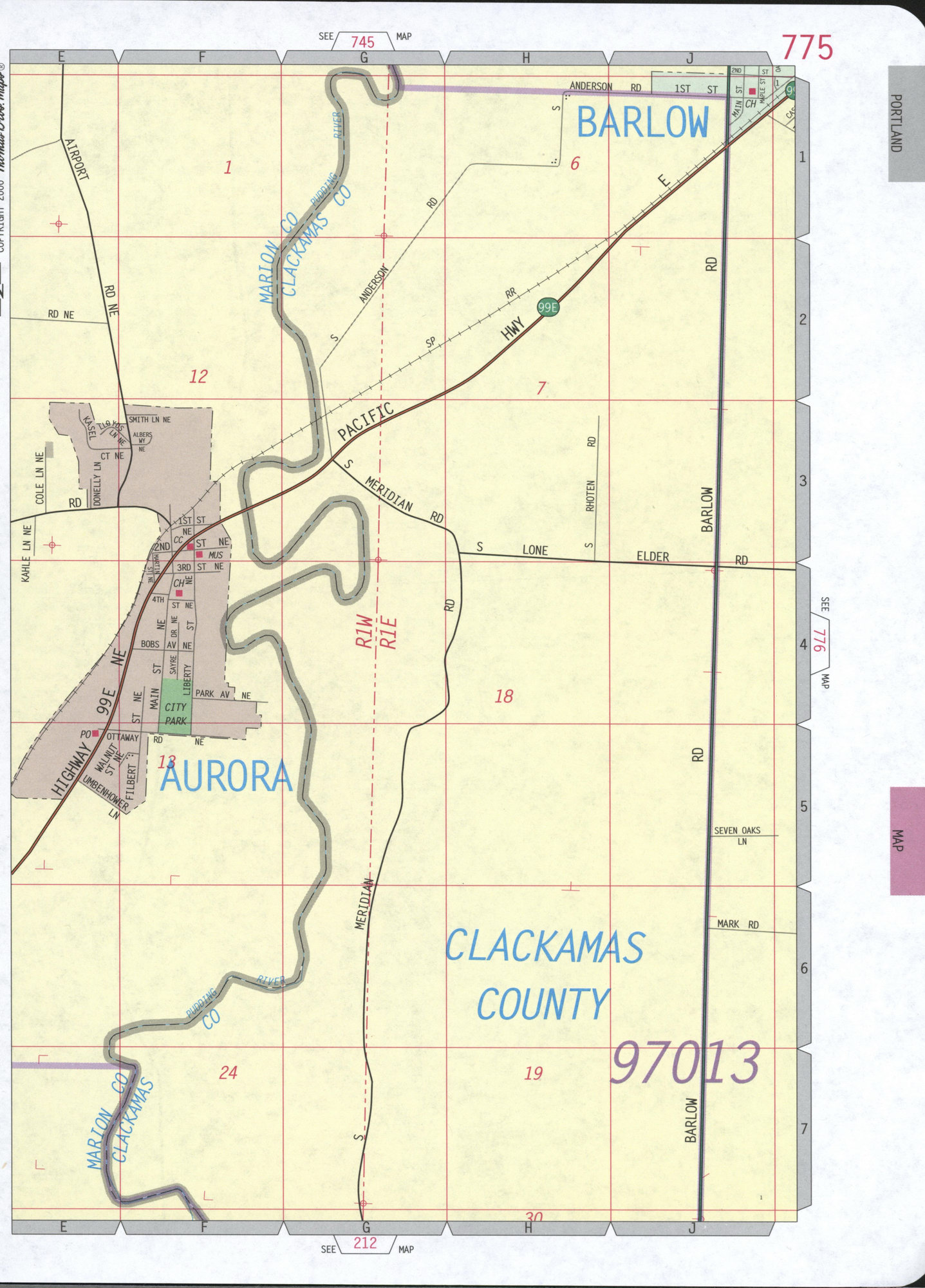 Map of Aurora city, Oregon US,detailed map with highways streets shopping centers