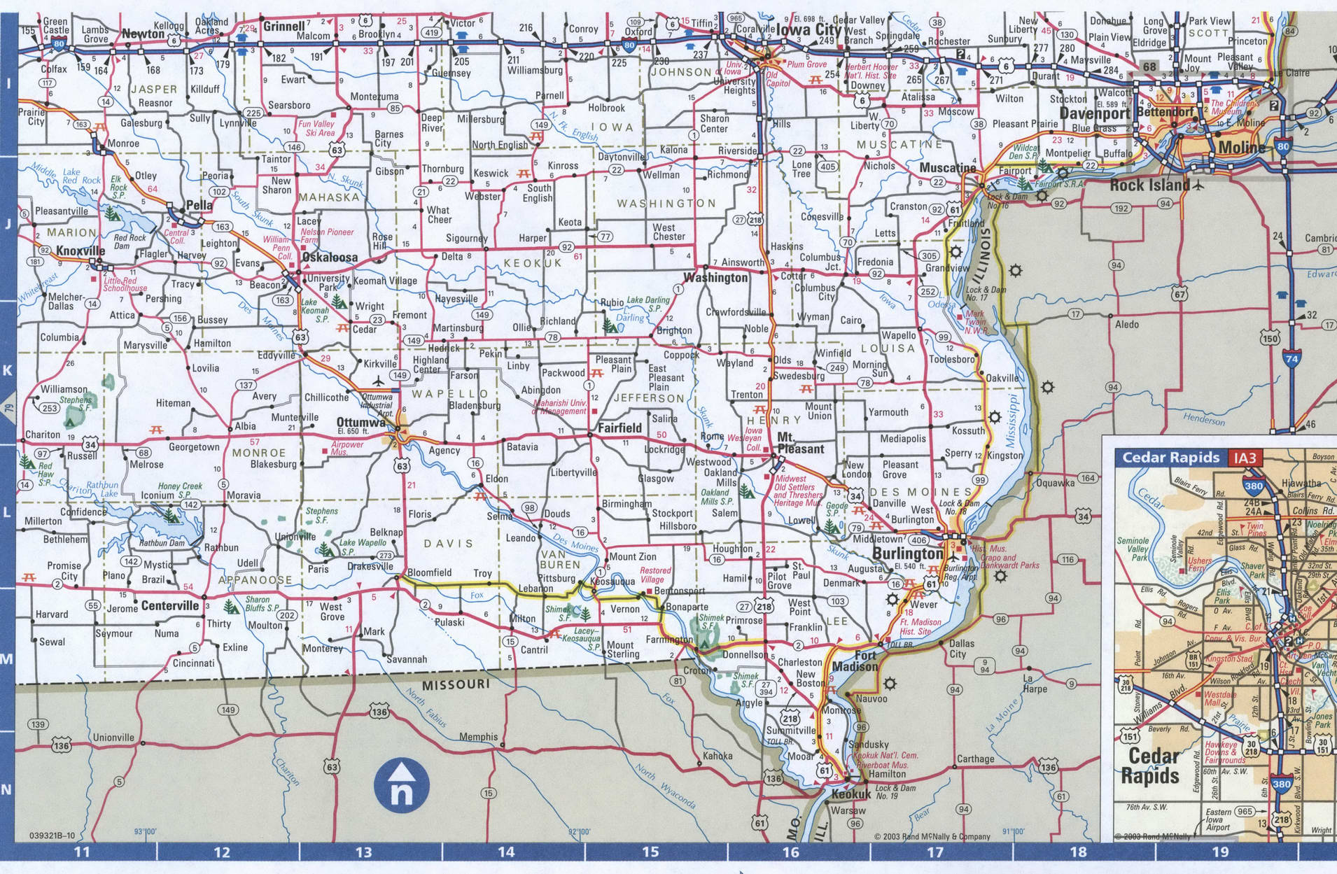 Map of Iowa Eastern,Free highway road map IA with cities towns counties
