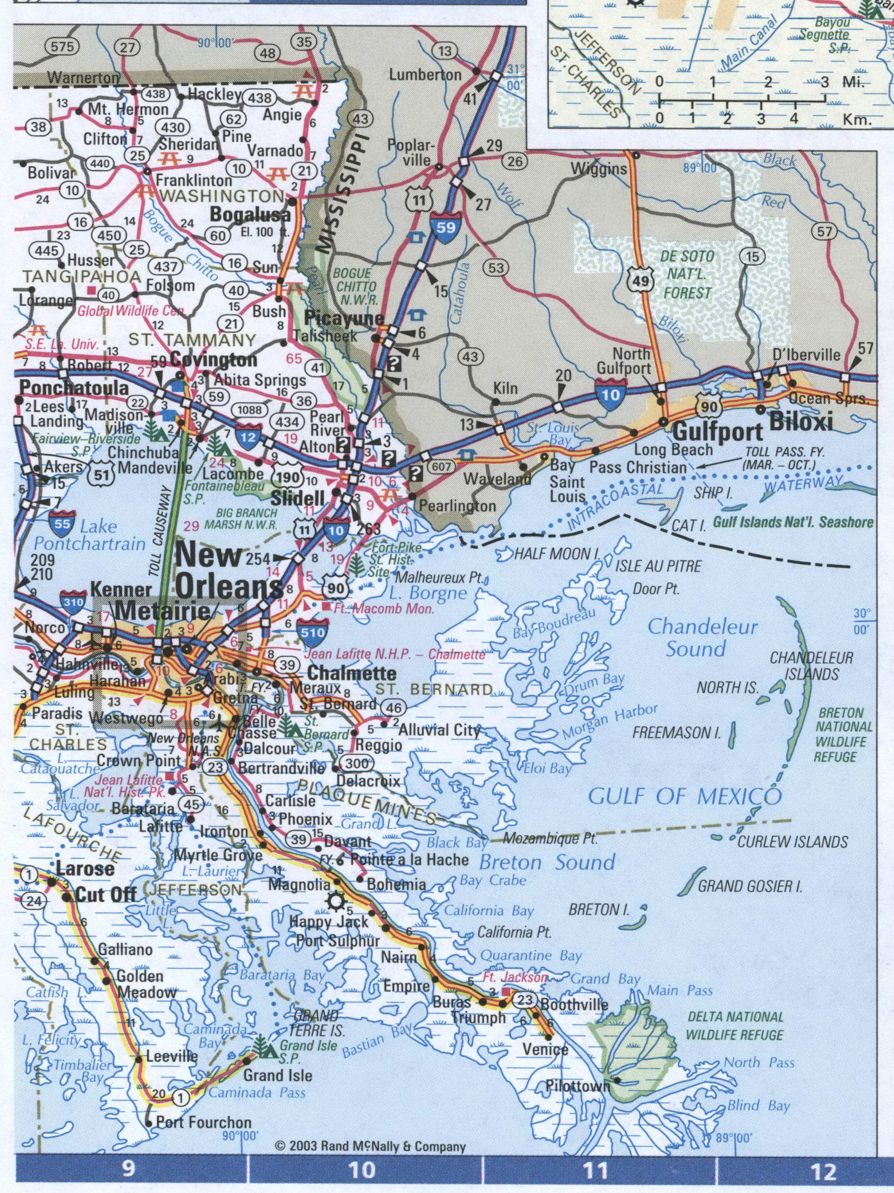 Map of Louisiana state,Free highway road map LA with cities towns counties