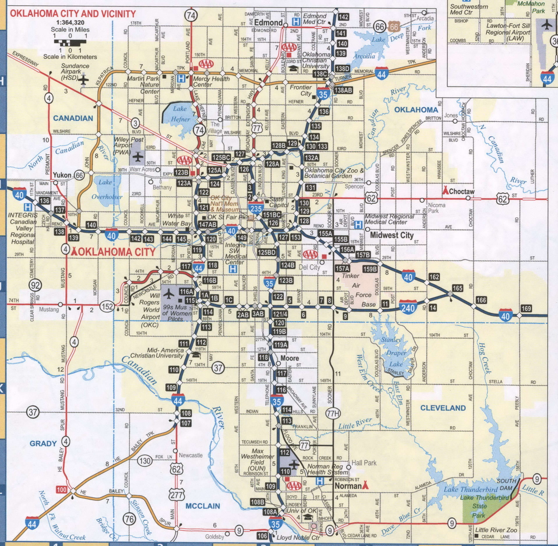Oklahoma City OK roads map, printable map highway Oklahoma City
