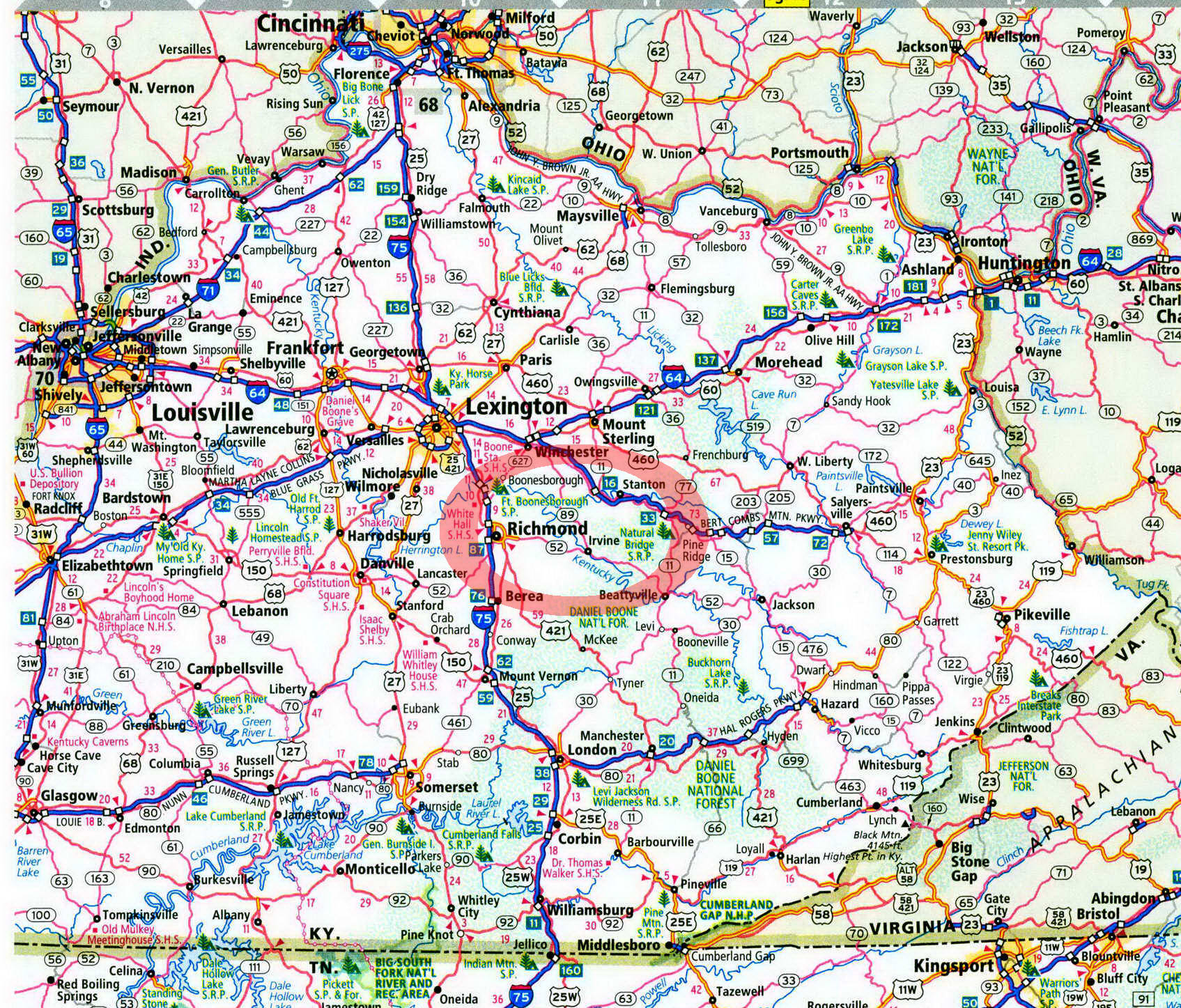 Fort Boonesborough State Park Campground in Kentucky on map KY how to