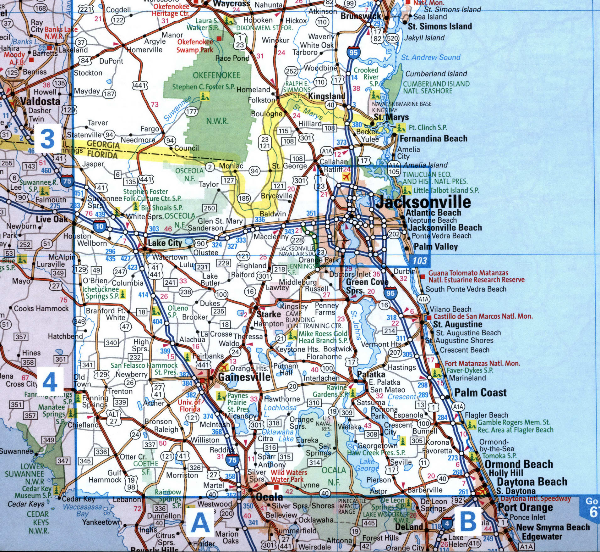 Map interstate highway I10 California Texas Florida route interchange