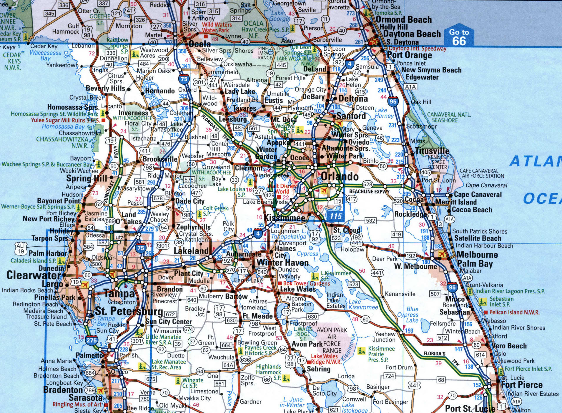 Map I4 interstate highway Florida route interchange exit number road