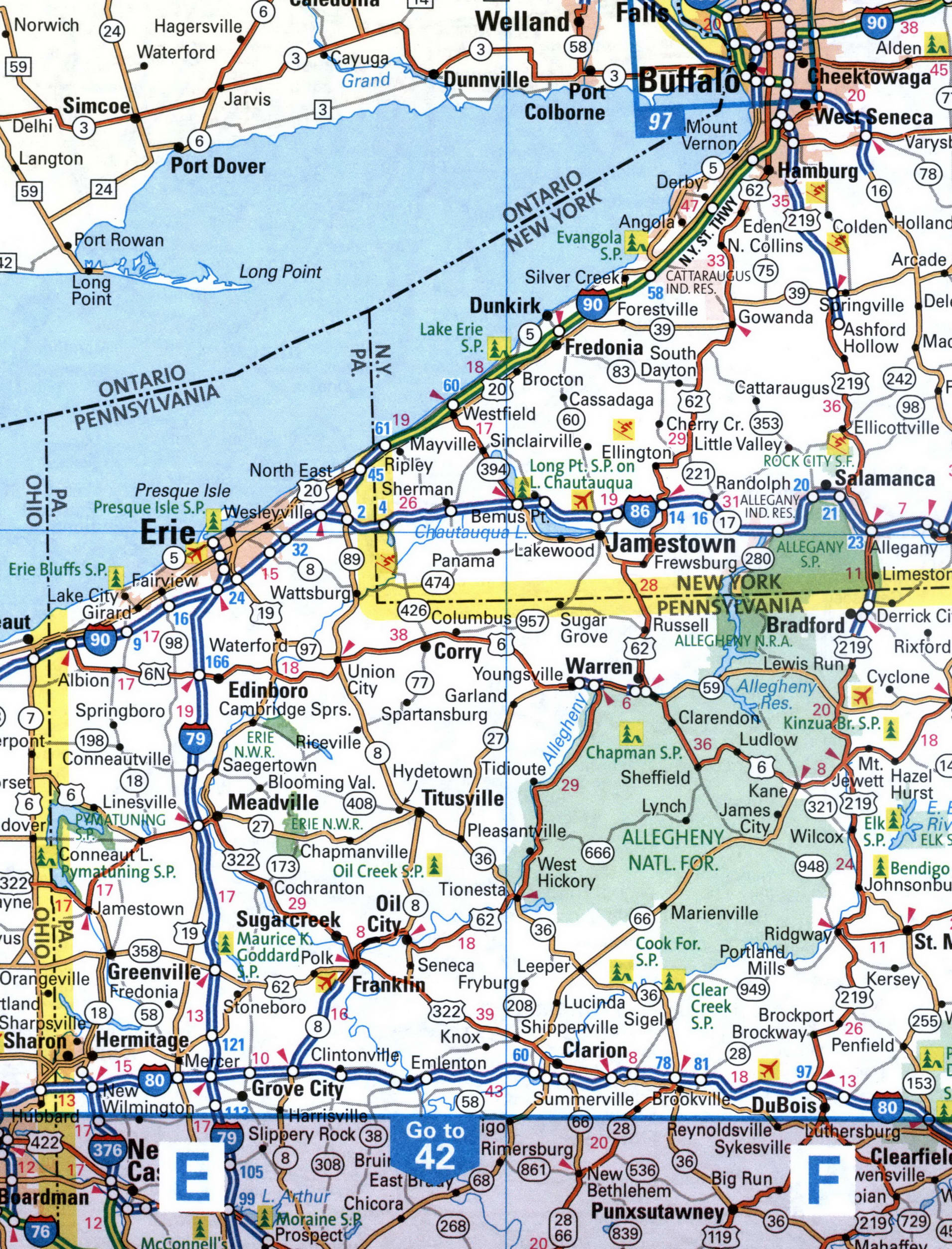 Map I79 interstate highway via West Virginia, Pennsylvania interchange