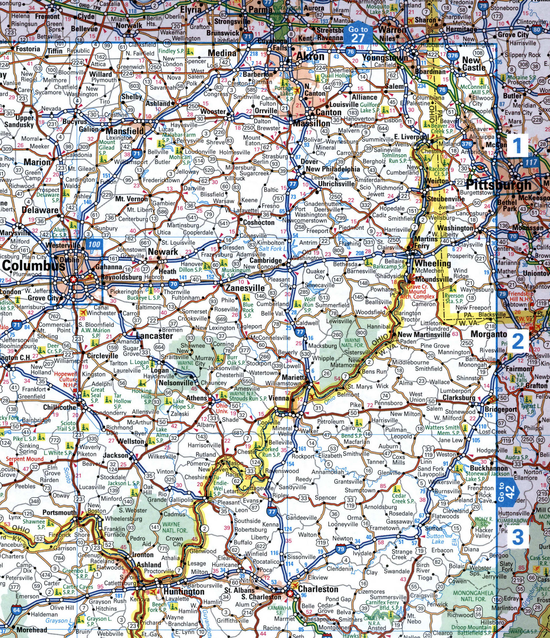 Map I79 interstate highway via West Virginia, Pennsylvania interchange
