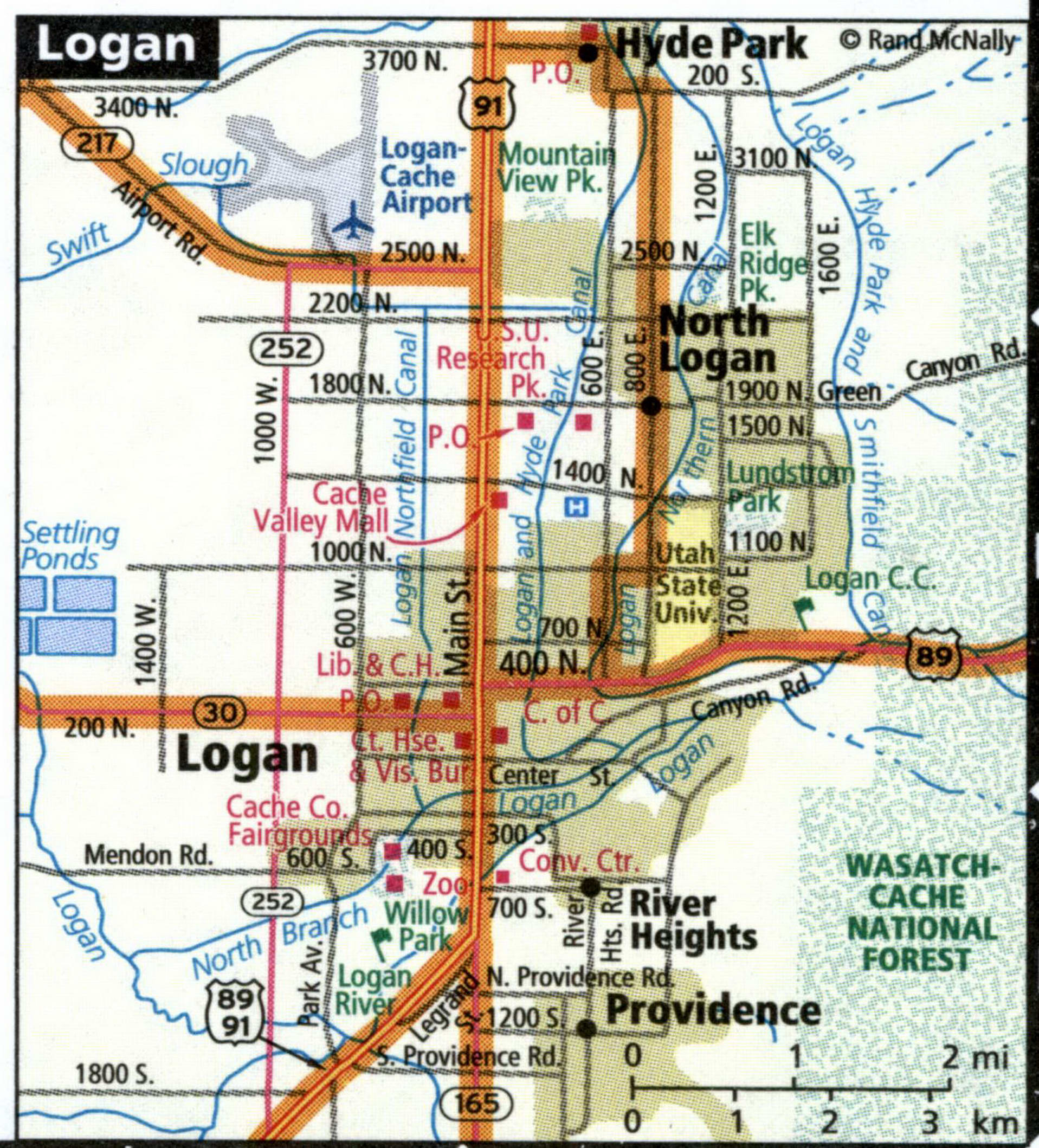 Logan city road map for truck drivers area town toll free highways map