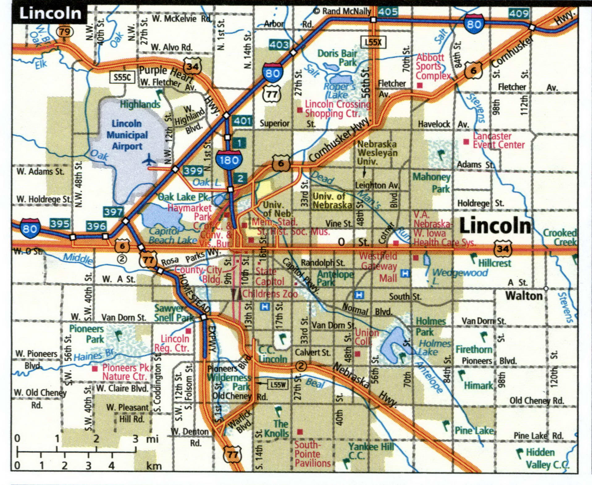 Lincoln city road map for truck drivers area town toll free highways